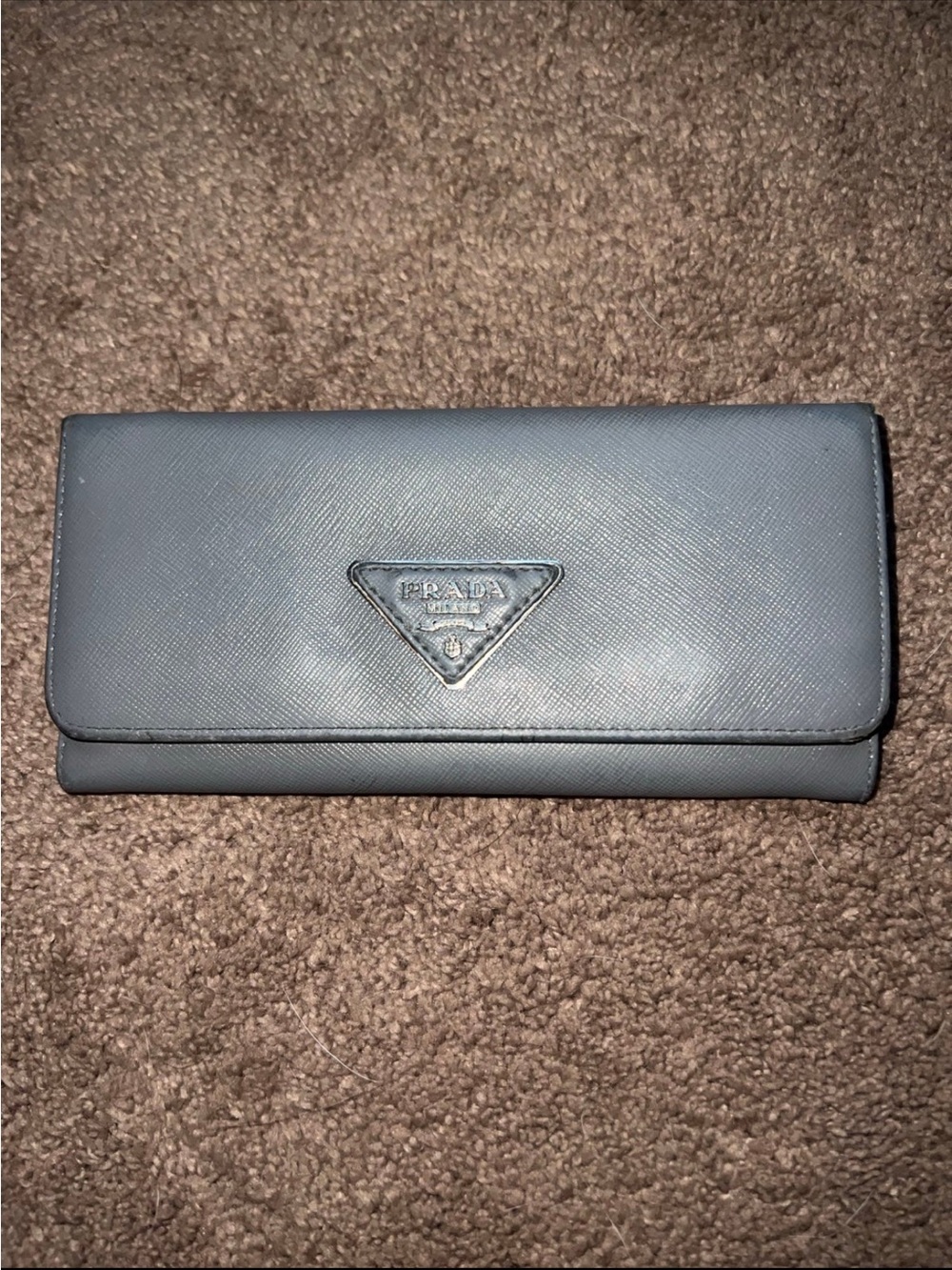 Prada long grey wallet